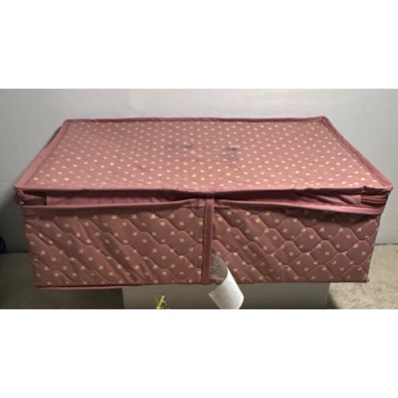 Vintage Quilted China Storage Box Rectangle With Zippered Lid & Inserts - Picture 5 of 10